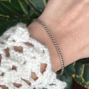 Sterling Silver Stackable Rope Twist Bangle Bracelet Thick Handmade Unisex